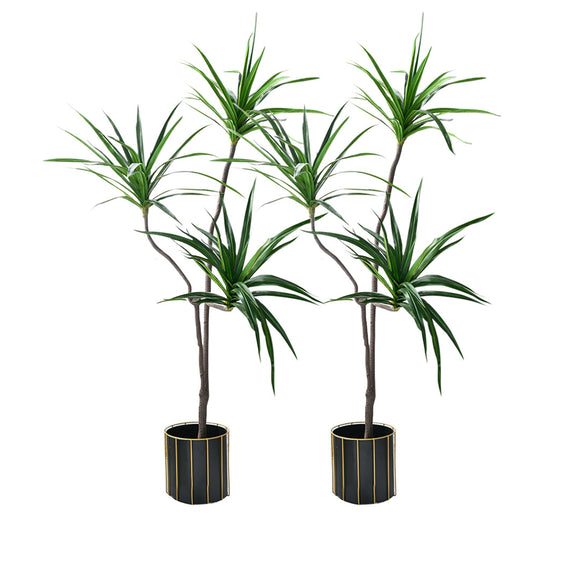 NNEAGS 2X 180cm Green Artificial Indoor Brazlian Iron Tree Fake Plant Decorative 3 Heads