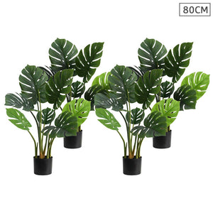 NNEAGS 4X 80cm Artificial Indoor Potted Turtle Back Fake Decoration Tree Flower Pot Plant
