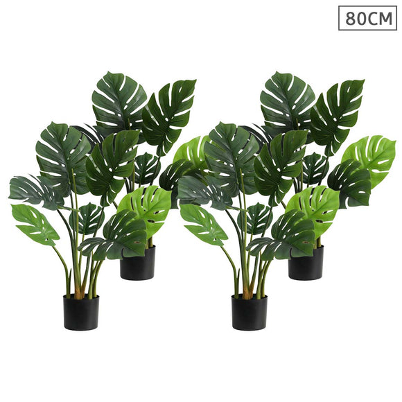 NNEAGS 4X 80cm Artificial Indoor Potted Turtle Back Fake Decoration Tree Flower Pot Plant
