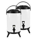 NNEAGS 2X 10L Stainless Steel Insulated Milk Tea Barrel Hot and Cold Beverage Dispenser Container with Faucet White