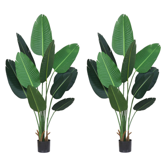 NNEAGS 2X 180cm Green Artificial Indoor Nordic Wind Traveller Banana Plant Fake Decorative Tree