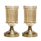 NNEAGS 2X 25cm Transparent Glass Flower Vase with Metal Base Filler Vase