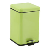 NNEAGS Foot Pedal Stainless Steel Rubbish Recycling Garbage Waste Trash Bin Square 6L Green