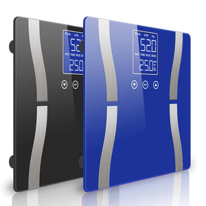 NNEAGS 2X Glass LCD Digital Body Fat Scale Bathroom Electronic Gym Water Weighing Scales Black/Blue