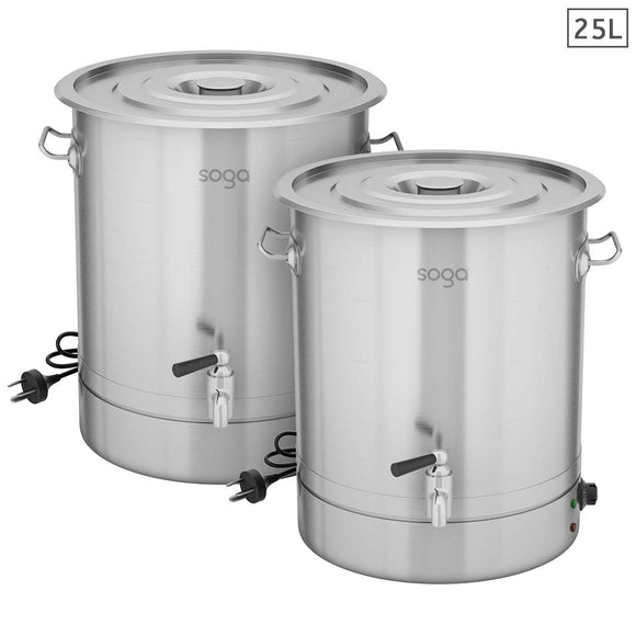 NNEAGS 2X 25L Stainless Steel URN Water Boiler  2200W