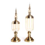 NNEAGS 2X Clear Glass Flower Vase with Lid and Transparent Filler Vase Gold Set