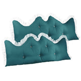 NNEAGS 2X 150cm Blue-Green Princess Bed Pillow Headboard Backrest Bedside Tatami Sofa Cushion with Ruffle Lace Home Decor