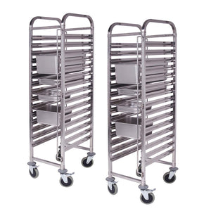 NNEAGS 2X Trolley 15 Tier Stainless Steel Bakery Trolley Suits GN 1/1 Pans