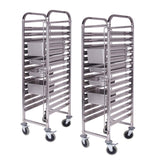 NNEAGS 2X Trolley 15 Tier Stainless Steel Bakery Trolley Suits GN 1/1 Pans