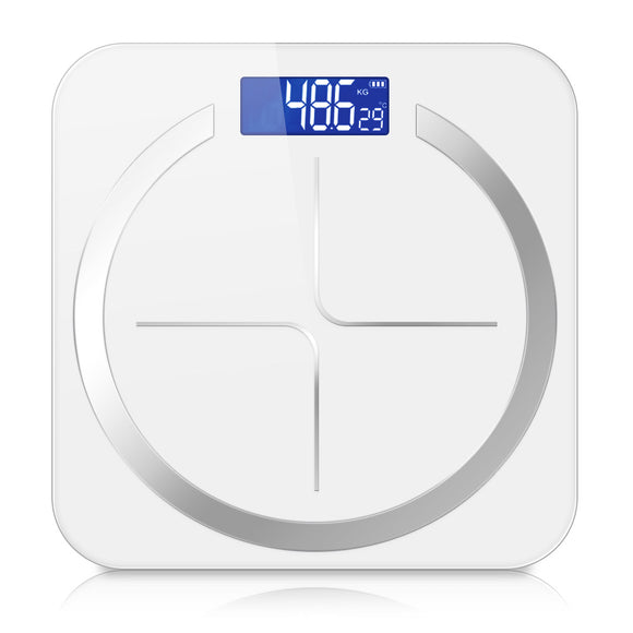 NNEAGS 180kg Glass LCD Digital Fitness Weight Bathroom Body Electronic Scales White