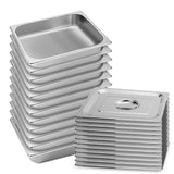 NNEAGS 12X GN Pan Full Size 1/2 GN Pan 6.5cm Deep Stainless Steel Tray with Lid