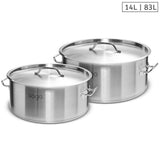 NNEAGS Stock Pot 14L 83L Top Grade Thick Stainless Steel Stockpot 18/10