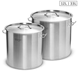 NNEAGS Stock Pot 12L 33L Top Grade Thick Stainless Steel Stockpot 18/10