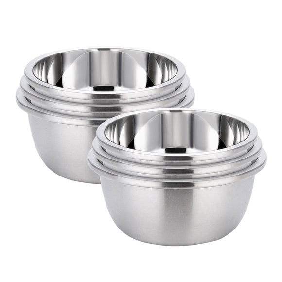 NNEAGS 2X 3Pcs Deepen Polished Stainless Steel Stackable Baking Washing Mixing Bowls Set Food Storage Basin