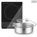 NNEAGS Electric Smart Induction Cooktop and 28cm Stainless Steel Induction Casserole Cookware