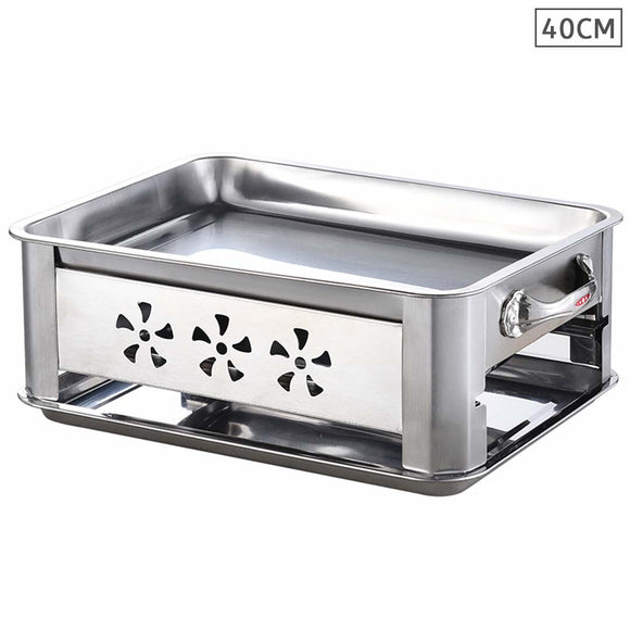 NNEAGS 40cm Portable Stainless Steel Outdoor Chafing Dish BBQ Fish Stove Grill Plate