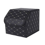 NNEAGS Leather Car Boot Collapsible Foldable Trunk Cargo Organizer Portable Storage Box Black/Gold Stitch Small