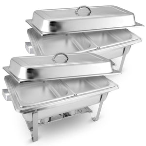 NNEAGS 2X 4.5L Dual Tray Stainless Steel Chafing Food Warmer Catering Dish