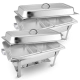 NNEAGS 2X 4.5L Dual Tray Stainless Steel Chafing Food Warmer Catering Dish