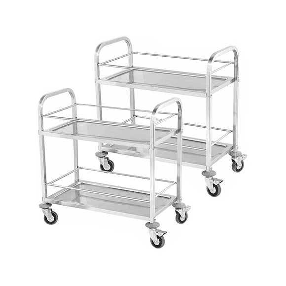 NNEAGS 2X 2 Tier 95x50x95cm Stainless Steel Drink Wine Food Utility Cart Large