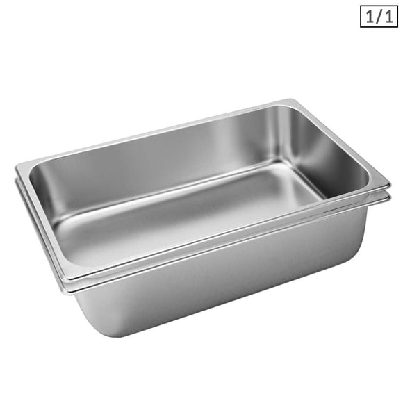 NNEAGS 2X GN Pan Full Size 1/1 GN Pan 15cm Deep Stainless Steel Tray