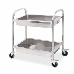 NNEAGS 2 Tier 85x45x90cm Stainless Steel Kitchen Trolley Bowl Collect Service Food Cart Medium