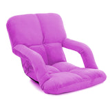 NNEAGS  Foldable Lounge Cushion Adjustable Floor Lazy Recliner Chair with Armrest Purple