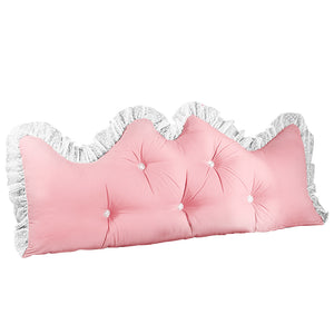 NNEAGS 120cm Pink Princess Bed Pillow Headboard Backrest Bedside Tatami Sofa Cushion with Ruffle Lace Home Decor