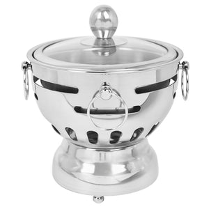 NNEAGS Stainless Steel Mini Asian Buffet Hot Pot Single Person Shabu Alcohol Stove Burner with Glass Lid