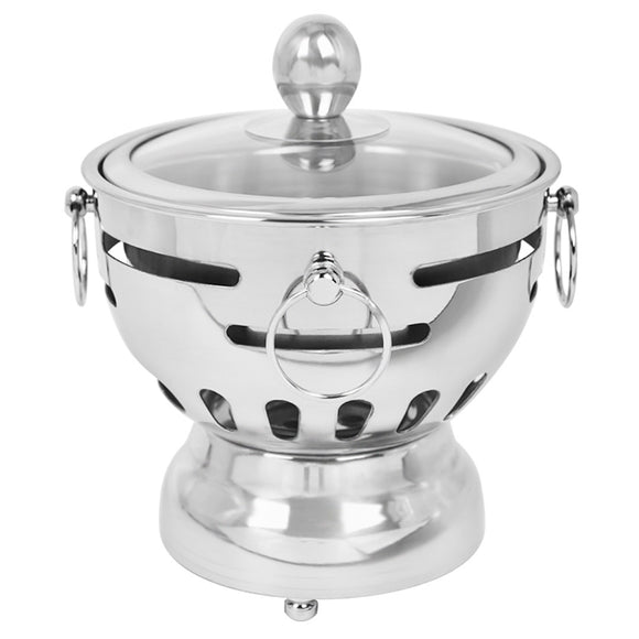 NNEAGS Stainless Steel Mini Asian Buffet Hot Pot Single Person Shabu Alcohol Stove Burner with Glass Lid