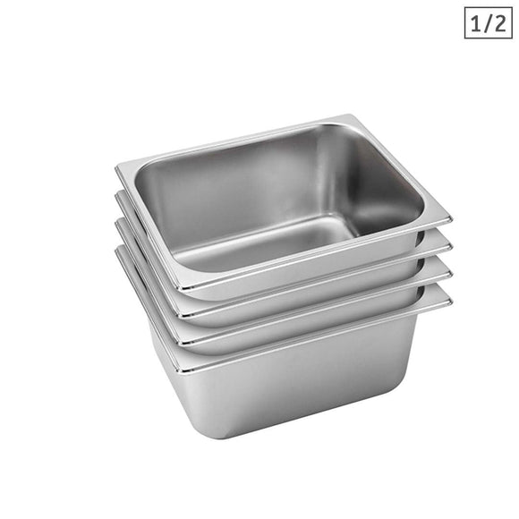 NNEAGS 4X GN Pan Full Size 1/2 GN Pan 15cm Deep Stainless Steel Tray