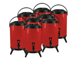 NNEAGS 8X 12L Stainless Steel Insulated Milk Tea Barrel Hot and Cold Beverage Dispenser Container with Faucet Red