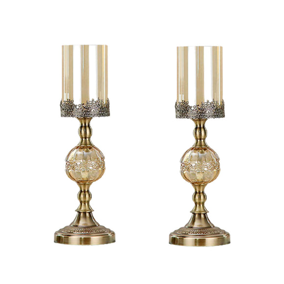 NNEAGS 2X 42cm Glass Candle Holder Candle Stand Glass/Metal