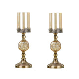 NNEAGS 2X 42cm Glass Candle Holder Candle Stand Glass/Metal