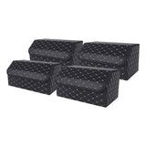 NNEAGS 4X Leather Car Boot Collapsible Foldable Trunk Cargo Organizer Portable Storage Box Black/Gold Stitch Large
