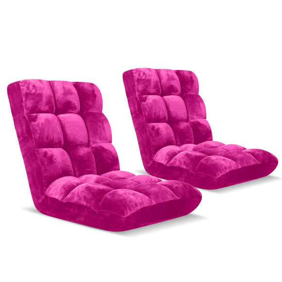 NNEAGS 2X Floor Recliner Folding Lounge Sofa Futon Couch Folding Chair Cushion Pink