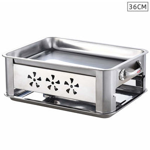 NNEAGS 36CM Portable Stainless Steel Outdoor Chafing Dish BBQ Fish Stove Grill Plate