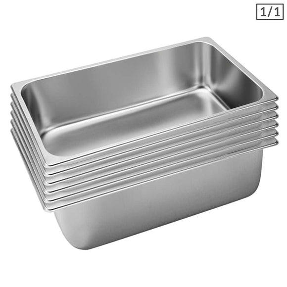 NNEAGS 6X GN Pan Full Size 1/1 GN Pan 20cm Deep Stainless Steel Tray