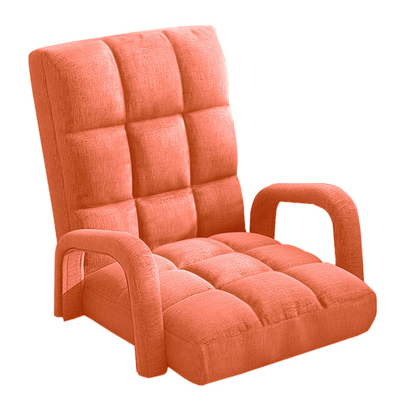 NNEAGS Foldable Lounge Cushion Adjustable Floor Lazy Recliner Chair with Armrest Orange