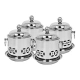 NNEAGS 4X Stainless Steel Mini Asian Buffet Hot Pot Single Person Shabu Alcohol Stove Burner with Lid