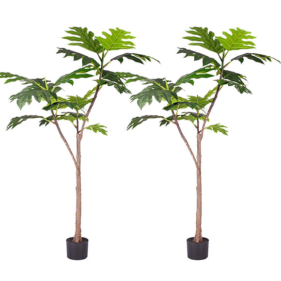 NNEAGS 2X 150cm Artificial Natural Green Split-Leaf Philodendron Tree Fake Tropical Indoor Plant Home Office Decor