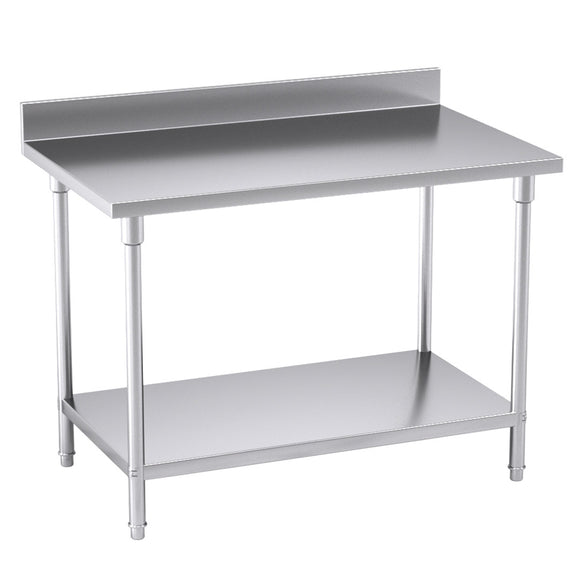 NNEAGS Catering Kitchen Stainless Steel Prep Work Bench Table with Back-splash 120*70*85cm