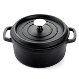 NNEAGS Cast Iron 24cm Stewpot Casserole Stew Cooking Pot With Lid 3.6L Black