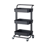 NNEAGS 3 Tier Steel Black Movable Kitchen Cart Multi-Functional Shelves Portable Storage Organizer with Wheels