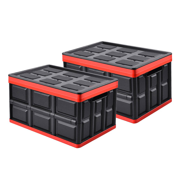 NNEAGS 2X 30L Collapsible Car Trunk Storage Multifunctional Foldable Box Black