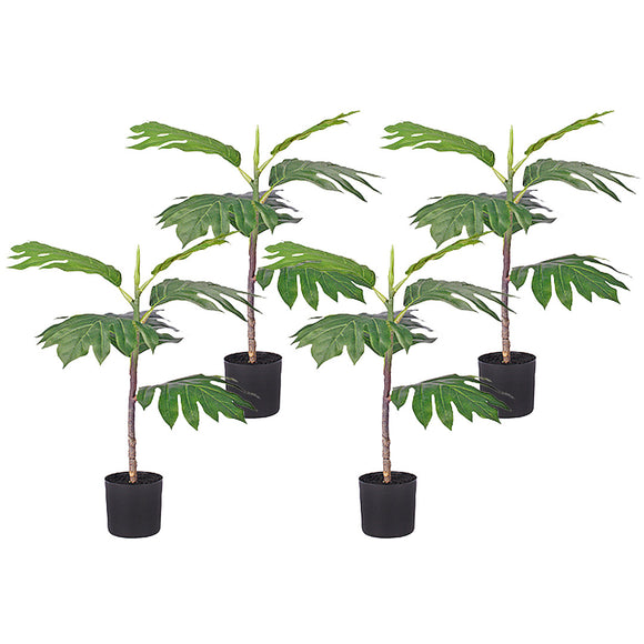 NNEAGS 4X 60cm Artificial Natural Green Split-Leaf Philodendron Tree Fake Tropical Indoor Plant Home Office Decor