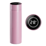 NNEAGS 500ML Stainless Steel Smart LCD Thermometer Display Bottle Vacuum Flask Thermos Pink