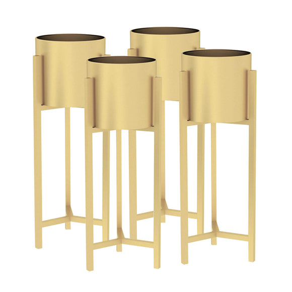 NNEAGS 4X 60cm Gold Metal Plant Stand with Flower Pot Holder Corner Shelving Rack Indoor Display
