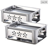 NNEAGS 2X 36CM Portable Stainless Steel Outdoor Chafing Dish BBQ Fish Stove Grill Plate
