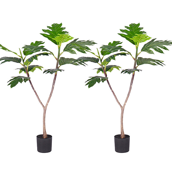 NNEAGS 2X 90cm Artificial Natural Green Split-Leaf Philodendron Tree Fake Tropical Indoor Plant Home Office Decor